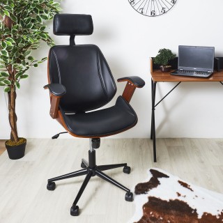 Fauteuil de bureau Dean à roulettes - Noir et Marron