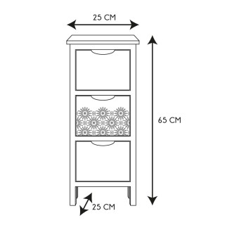 Chiffonnier Chic à 3 Tiroirs - Bois et blanc