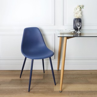 Chaise style scandinave Mila avec pieds en métal - Bleu