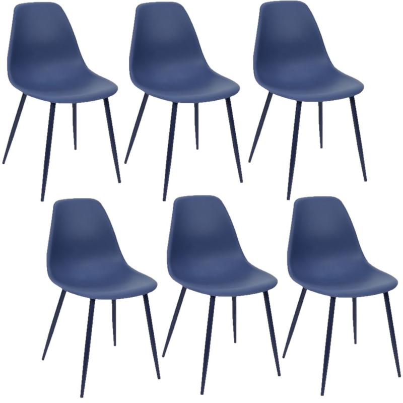 Lot de 6 chaises style scandinave mila avec pieds en métal Couleur