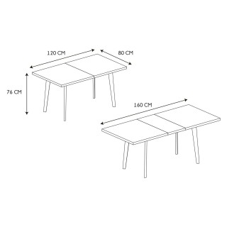 Table extensible imitation marbre pour 4 à 6 personnes - Gris et Noir