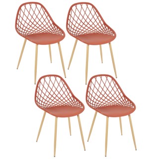 Lot de 4 chaises d'extérieur Malaga en polypropylène - Terracotta
