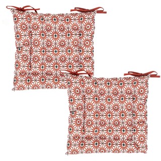 Lot de 2 Galettes de chaise déperlantes pour Extérieur - Longueur 40 cm x Largeur 40 cm - Orange