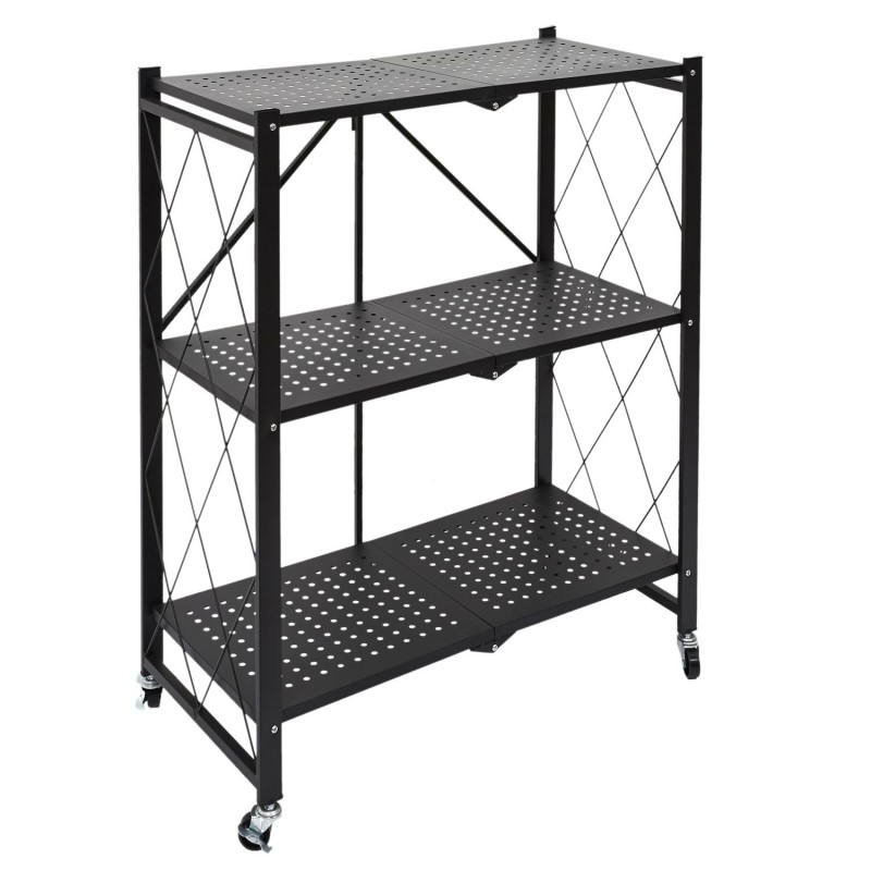 Etagère pliable 3 niveaux en fer et Polypropylène - Noir