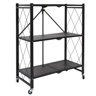 Etagère pliable 3 niveaux en fer et Polypropylène - Noir