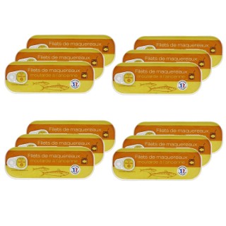 Lot 12x Filets de maquereaux moutarde - Conserve 169g
