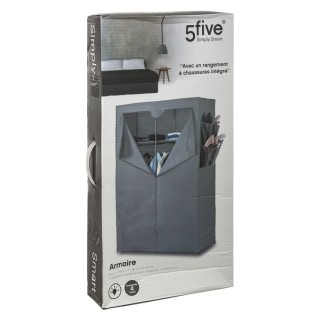 Armoire en tissu avec 2 penderies, 2 étagères et poches de rangement - Gris anthracite