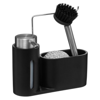 Distributeur de savon avec poignée, avec éponge et brosse - Noir