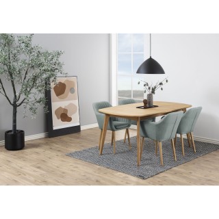 Fauteuils de table Amélia en tissu avec accoudoirs - Vert olive