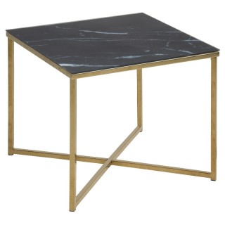Table d’appoint Alysé carré en verre et métal - Noir