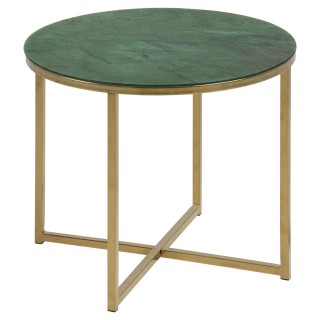 Table d’appoint Alysé ronde en verre et métal - Vert