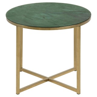 Table d’appoint Alysé ronde en verre et métal - Vert