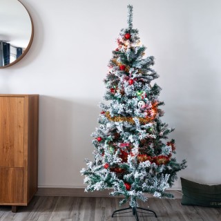 Sapin de Noël artificiel enneigé Oslo - 450 Branches épaisses - H. 150 cm - Blanc et vert