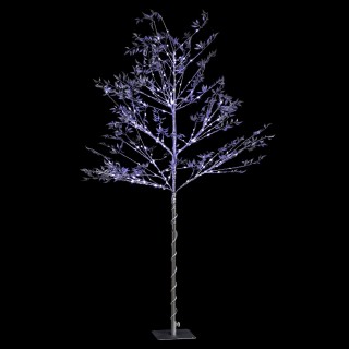 Arbre fleuri lumineux d'intérieur Prunus - 160 LED blanc froid - Argenté