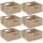 Lot de 6 Boîtes de rangement carrée en MDF - L. 31 x H. 15 cm - Beige, effet bois