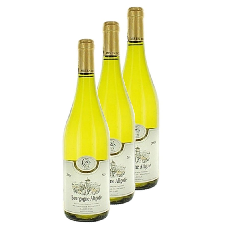 Lot 3x Vin blanc Bourgogne Aligoté AOP - Bouteille 750ml