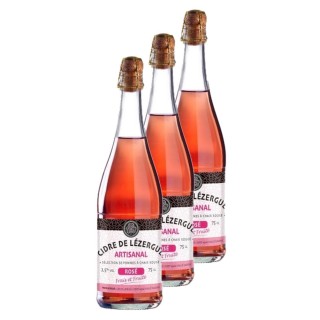 Lot 3x Cidre de Lézergué artisanal rosé - Bouteille 750ml