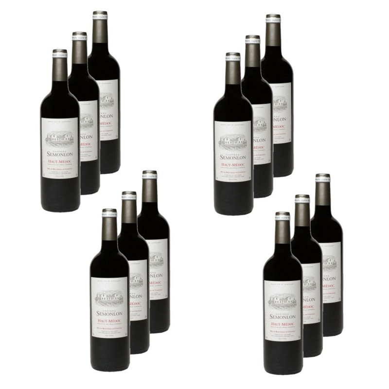 Lot 12x Vin rouge Haut Médoc AOC - Bouteille 750ml