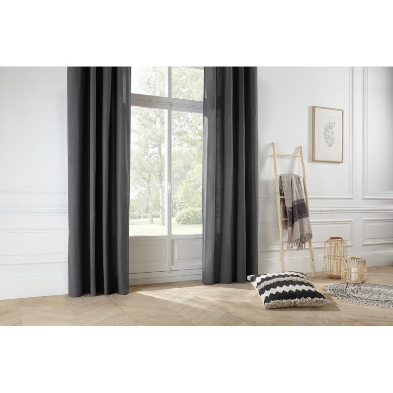 Lot de 2 Rideaux Panama - 140 x 260 cm - Gris foncé