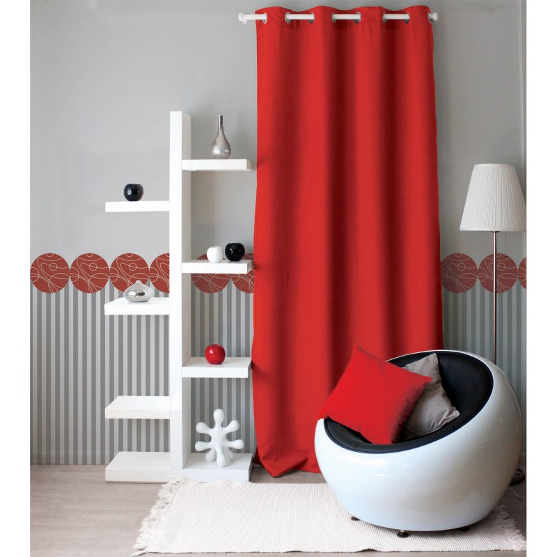 Lot de 2 Rideaux unis avec œillets - 140 x 240 cm - Rouge