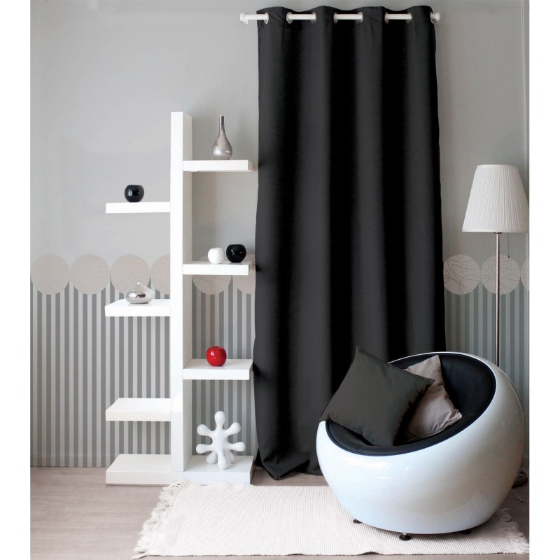 Lot de 2 Rideaux unis avec œillets - 140 x 240 cm - Noir