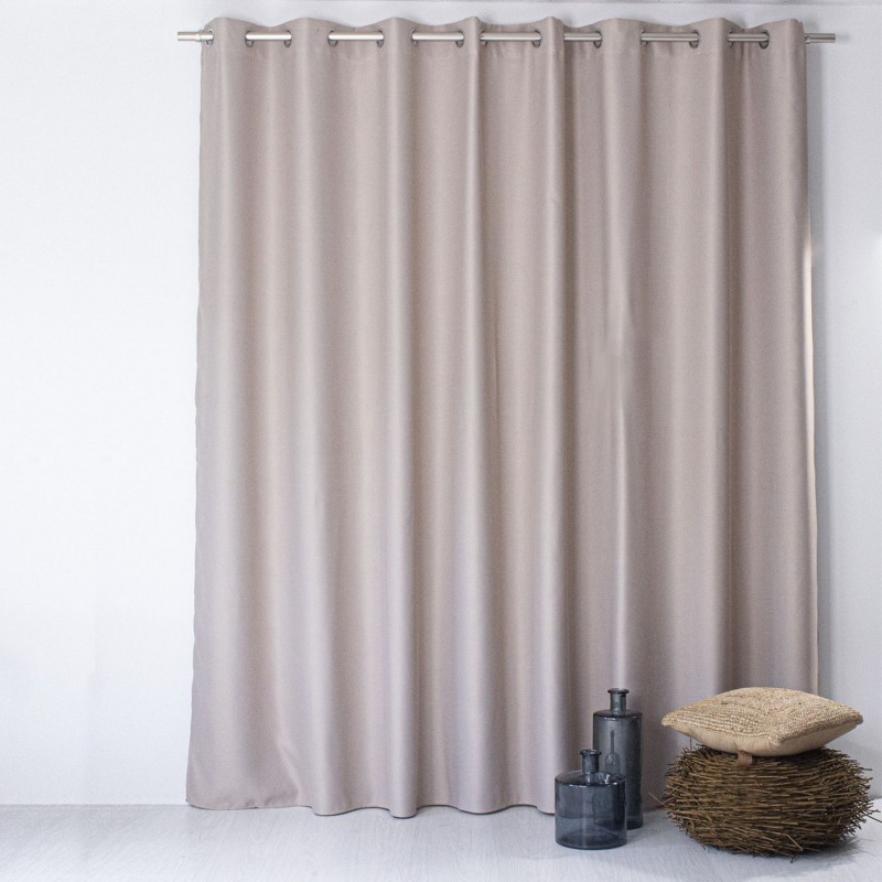 Lot de 2 grands Rideaux unis occultants avec œillets - 300 x 240 cm - Taupe