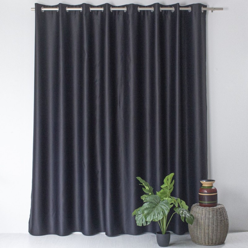 Lot de 2 grands Rideaux unis occultants avec œillets - 300 x 240 cm - Noir