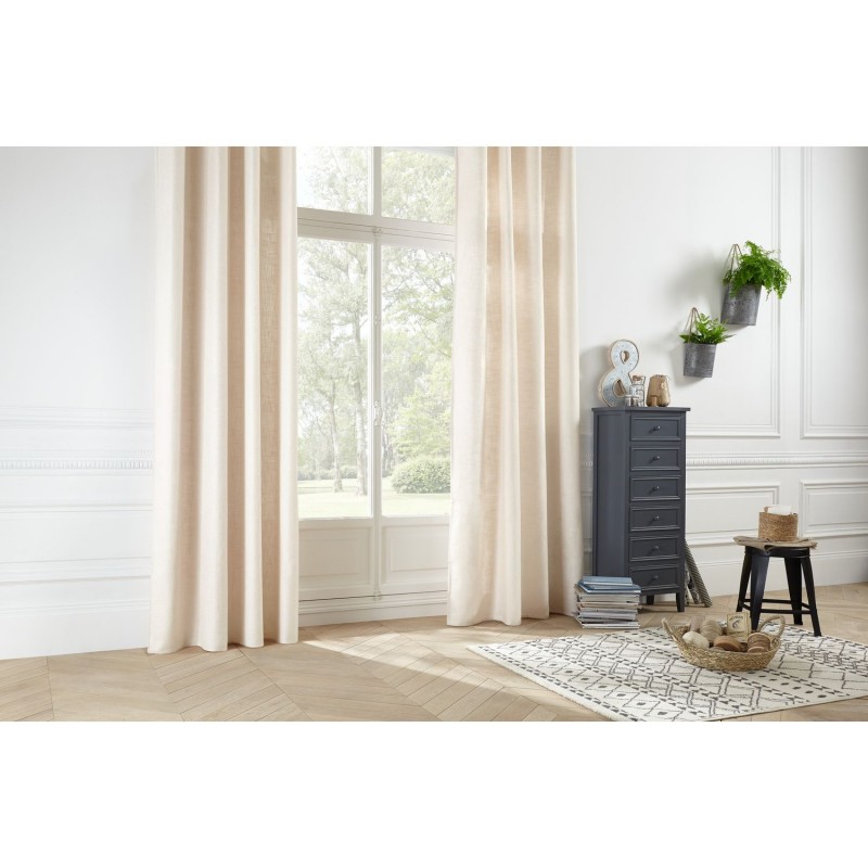 Lot de 2 Rideaux en polyester modèle Léon - 140 x 260 cm - Beige