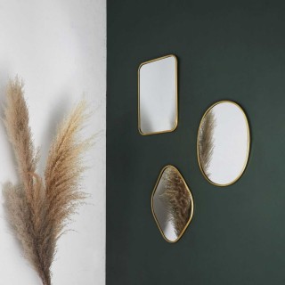 Lot de 3 miroirs avec contours en métal - Doré