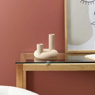Vase en céramique 2 tube Arty Nude Diam. 16cm - Beige