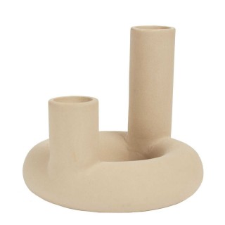 Vase en céramique 2 tube Arty Nude Diam. 16cm - Beige
