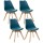 Lot de 4 Chaises en polypropylène avec coussin Baya - Bleu Canard