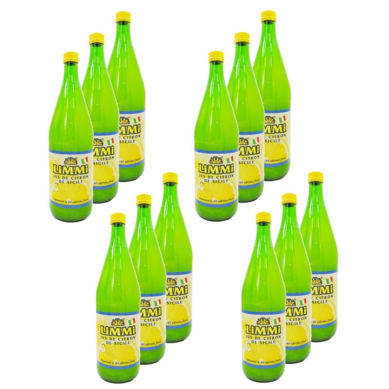 Lot 12x Pur jus de citron de Sicile - Bouteille 1L