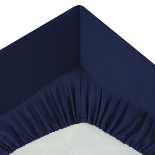 Drap Housse bonnet 30 cm 100% Lin 2 Places 140x190 cm - Bleu encre