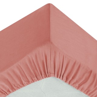 Drap Housse bonnet 30 cm 100% Coton Esther 160x200 cm - Rose Blush