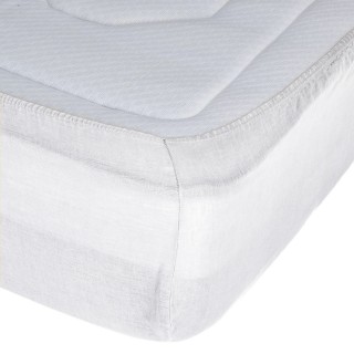 Drap Housse bonnet 30 cm 100% Lin Tropiques 140x190 cm - Blanc Ivoire