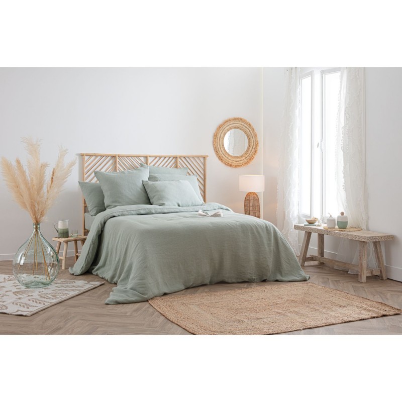 Housse de couette 2 places Morning Sunshine 100% Lin - 240x220 - Vert Céladon