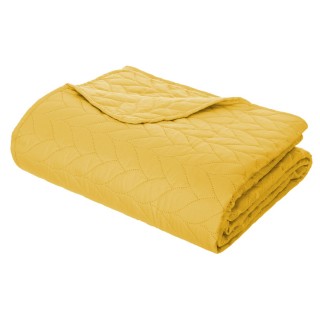 Dessus de lit avec 2 taies oreillers tressés en Polyester - Jaune Ocre