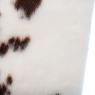 Tapis en polyester, effet peau de vache - 100x94 cm - Marron et blanc