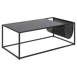 Table basse rectangulaire avec range magazine en MDF et métal - Noir