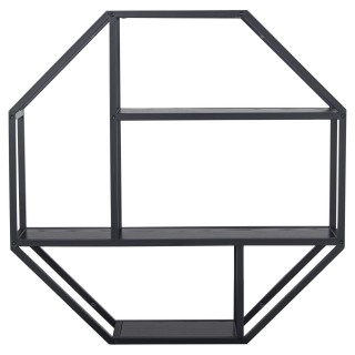 Etagère murale hexagonale en MDF et métal - Noir