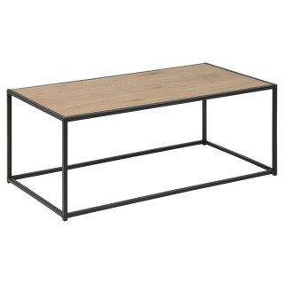 Table basse rectangulaire en MDF et métal - Noir et Beige