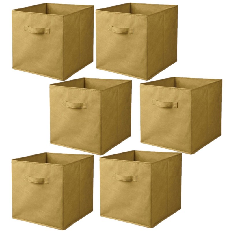 Lot de 6 cubes de rangement pliables gris en tissu non tissés - 30x30x30 cm
