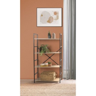 Etagère droite Large 4 niveaux Colorado H.112 en Métal et MDF - Beige et Noir