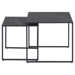 Lot de 2 Tables d'appoint carré encastrables en mélaminé et métal - L.50 cm x H. 45 cm - Noir
