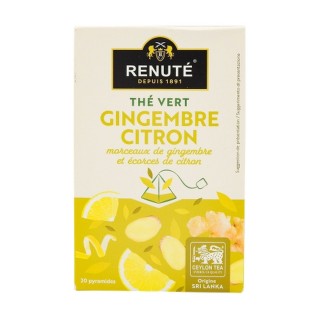 Thé vert gingembre et citron - 20 sachets - Boîte 32g