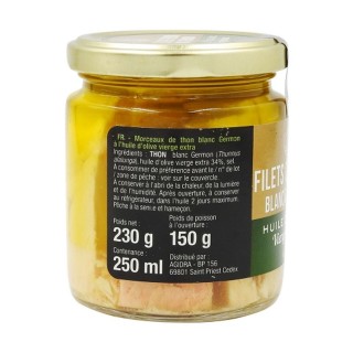 Lot 12x Filets thon blanc Germon huile d'olive V.E. - Pot 230g