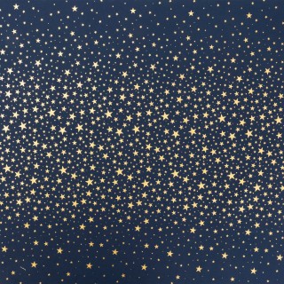Nappe de Noël rectangulaire motifs étoiles - L. 140 x 360 cm - Bleu et doré