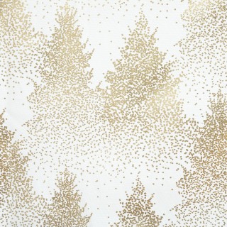 Nappe de Noël rectangulaire motifs sapins - L. 140 x 240 cm - Blanc et doré