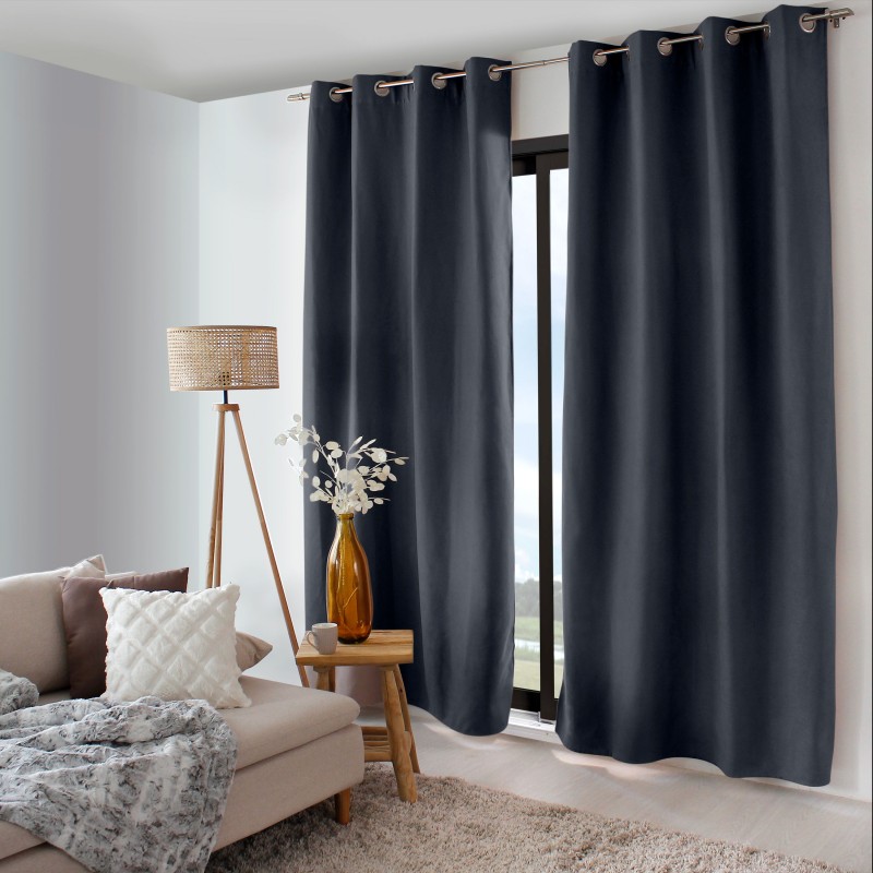 Rideau occultant thermique SAFFA - 135 x 240 cm - Gris foncé